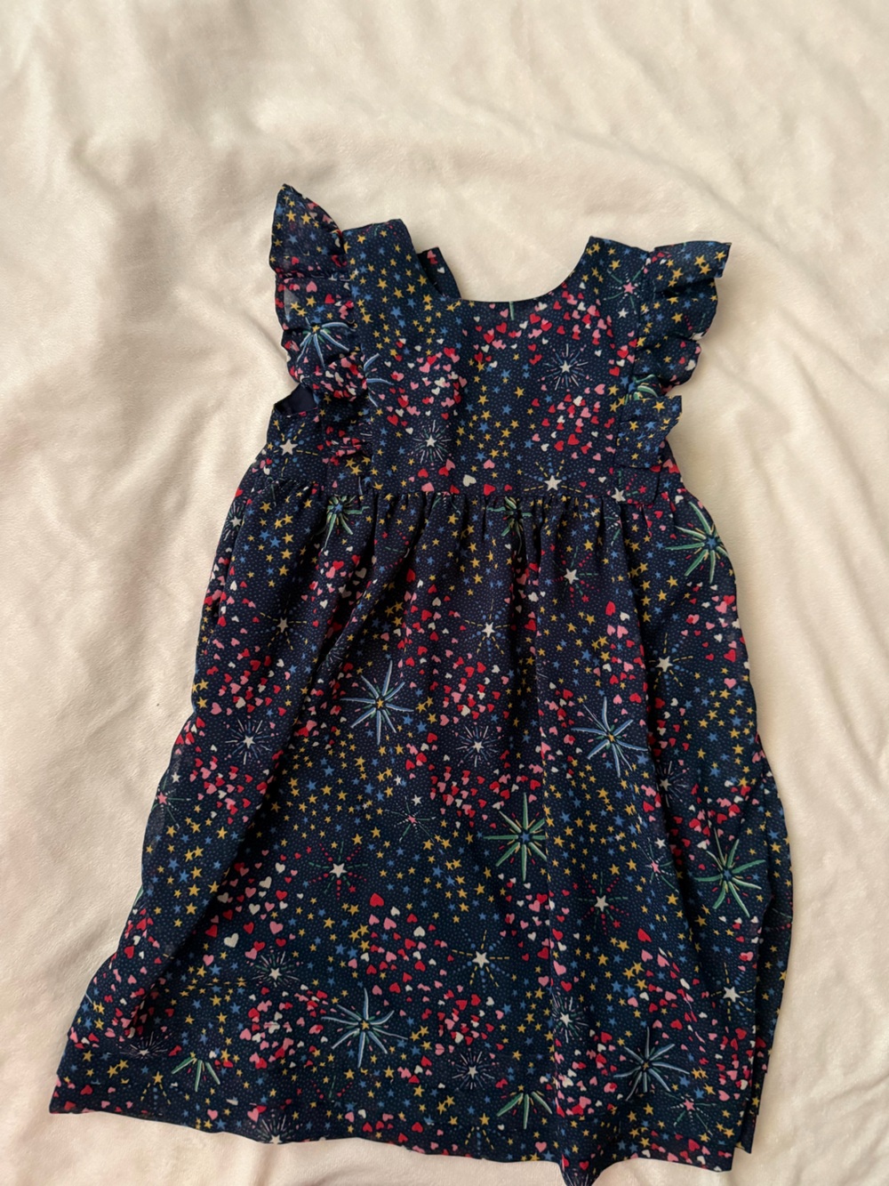 Cath Kidston Navy Dress with Multicolor Stars and Hearts